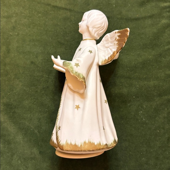 Vintage 70s Schmid Bros Ceramic Rotating Musical Angel plays Brahms Lullaby - Picture 4 of 11